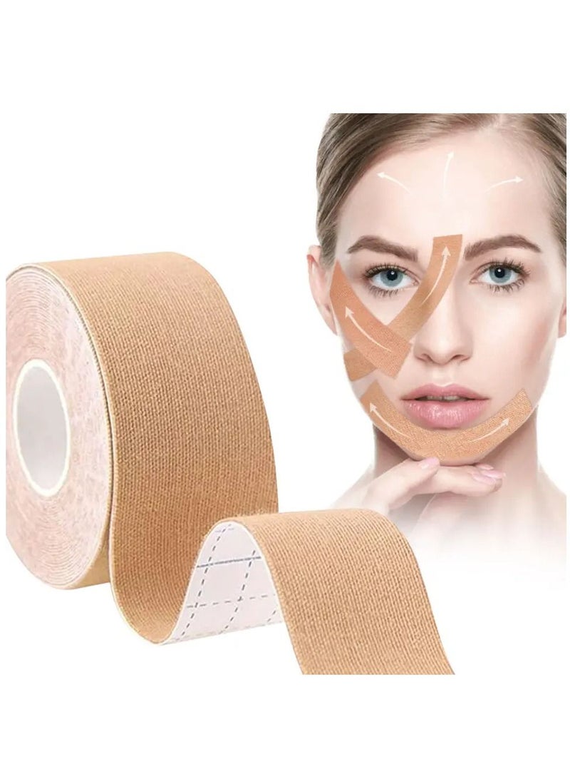 Facial Myofascial Lift Tape Face Lift Tape Face Toning Belts Anti Wrinkle Patches Anti Freeze Stickers Neck Lift Tape Unisex For Firming and Tightening Skin 2.5cm x 5m