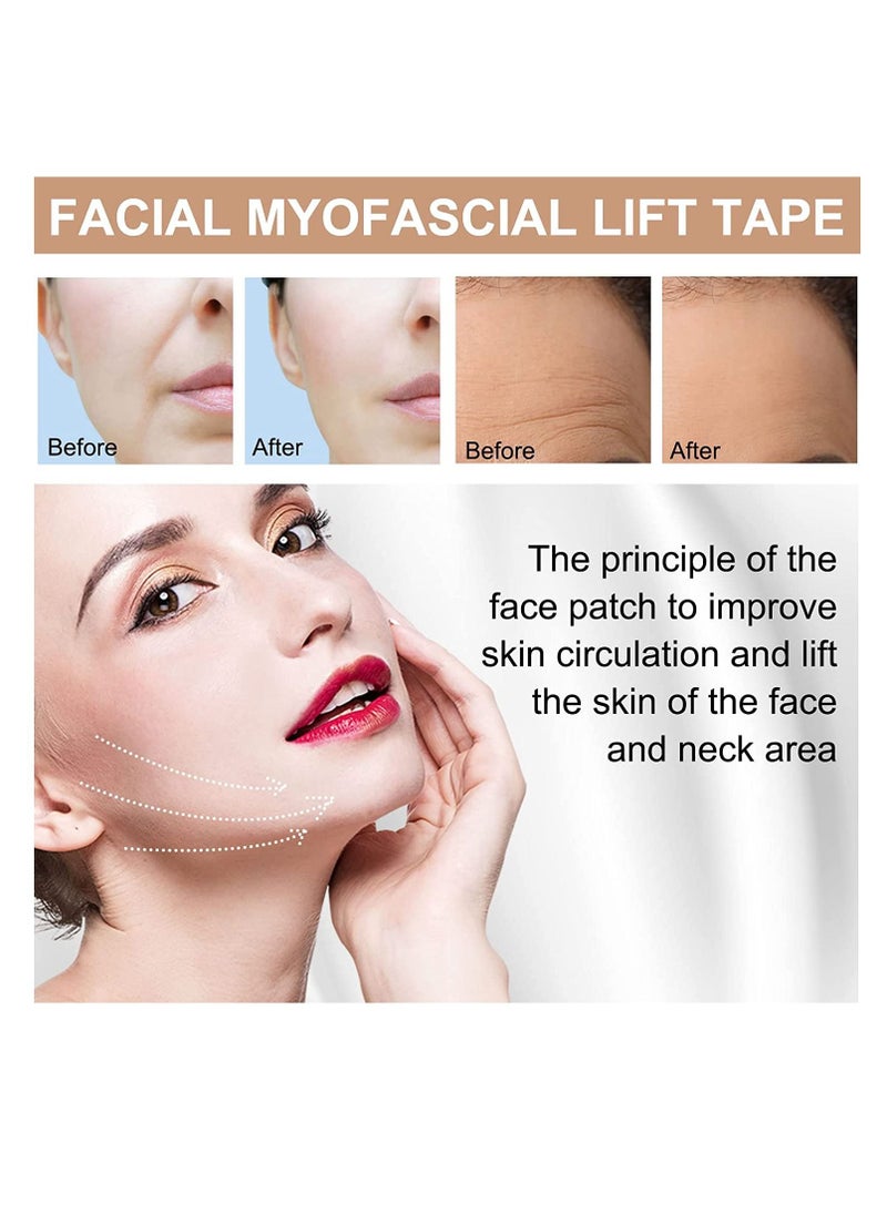 Facial Myofascial Lift Tape Face Lift Tape Face Toning Belts Anti Wrinkle Patches Anti Freeze Stickers Neck Lift Tape Unisex For Firming and Tightening Skin 2.5cm x 5m