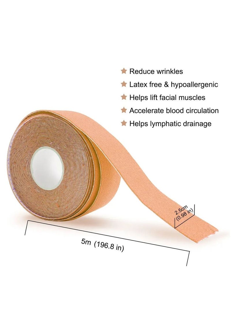 Facial Myofascial Lift Tape Face Lift Tape Face Toning Belts Anti Wrinkle Patches Anti Freeze Stickers Neck Lift Tape Unisex For Firming and Tightening Skin 2.5cm x 5m