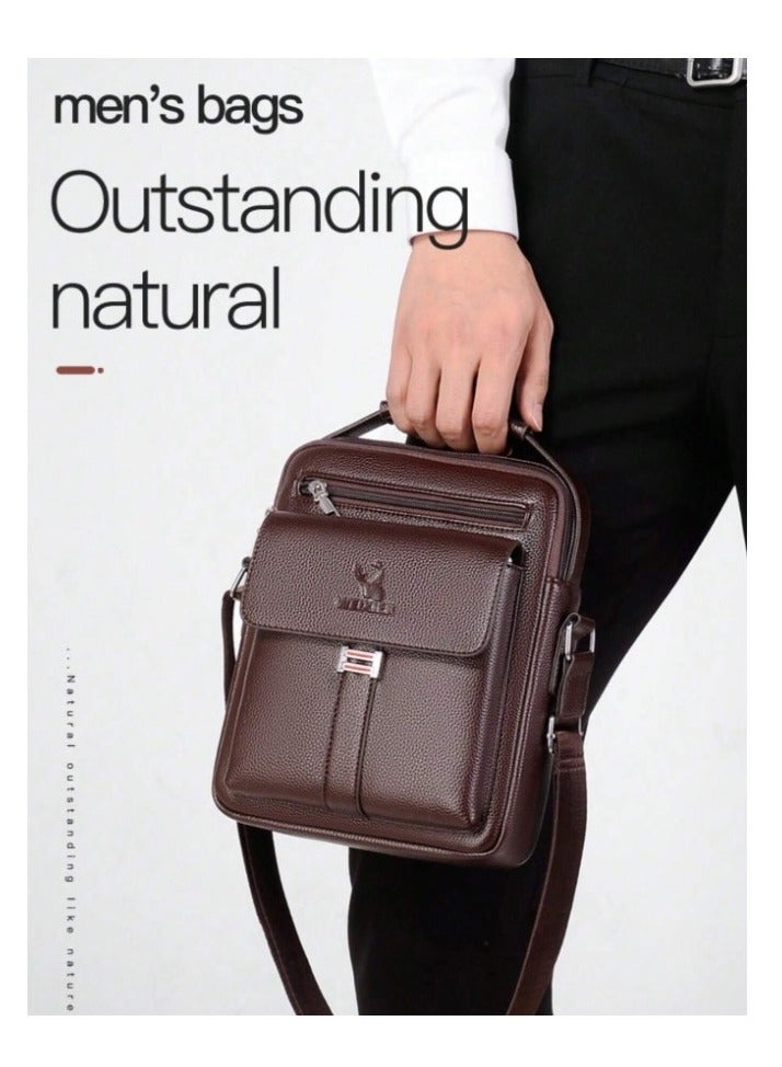 ويكسير حقيبة كروس بودي وكتف ويد جلدية مع 4 جيوب كبيرة وتقسيم داخلي وحزام طويل ومقبض حمل -بني - Image 4