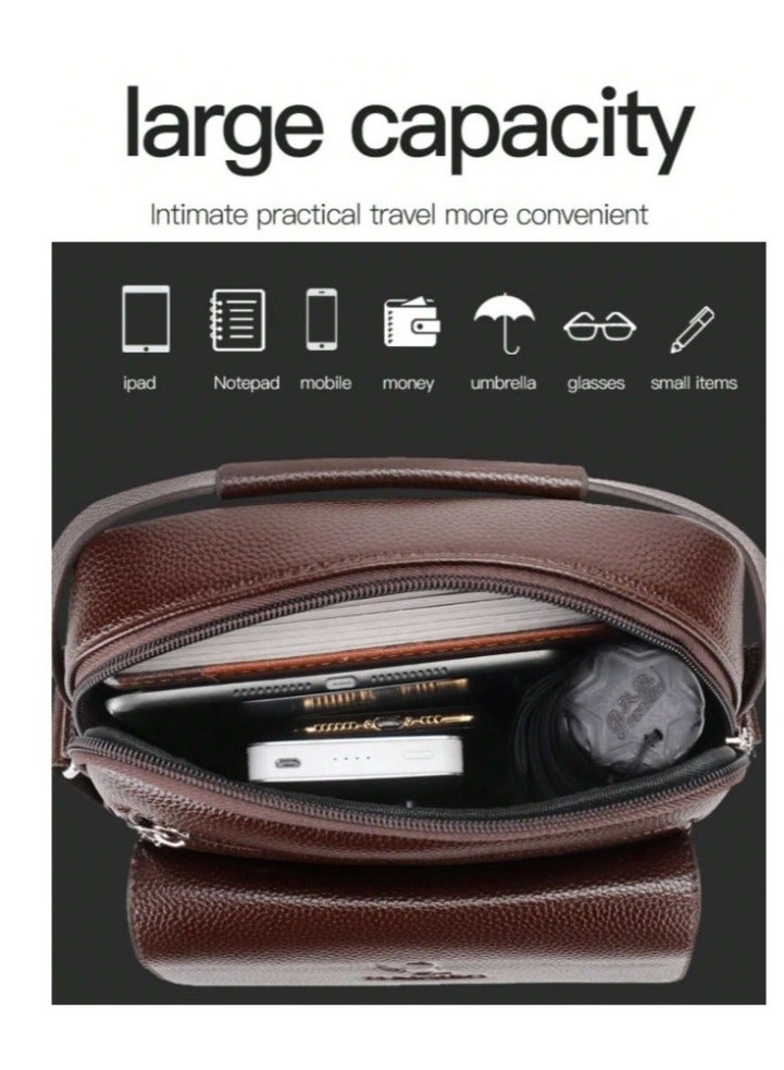 ويكسير حقيبة كروس بودي وكتف ويد جلدية مع 4 جيوب كبيرة وتقسيم داخلي وحزام طويل ومقبض حمل -بني - Image 5