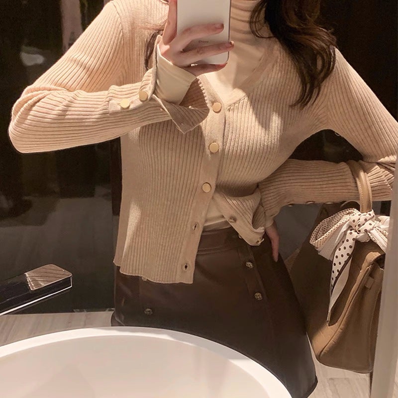 1775V Collar Knitted Bottoming Shirt Women'S Design Sense Of Niche Temperament Waist Sweater Bud Core Yarn - Image 4