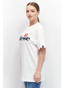 Ellesse Women Crew Neck Short Sleeves Brand Logo Print T-Shirt, White  - Image 2