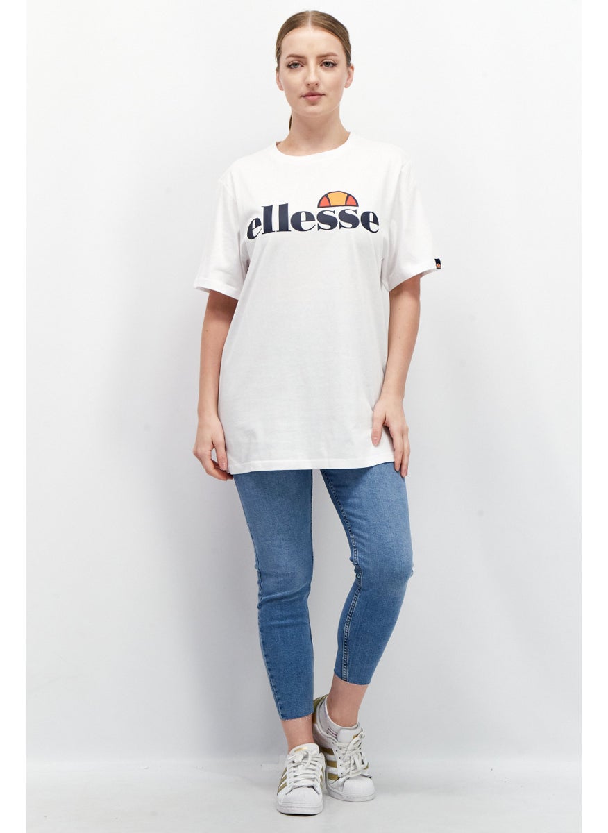 Ellesse Women Crew Neck Short Sleeves Brand Logo Print T-Shirt, White  - Image 3