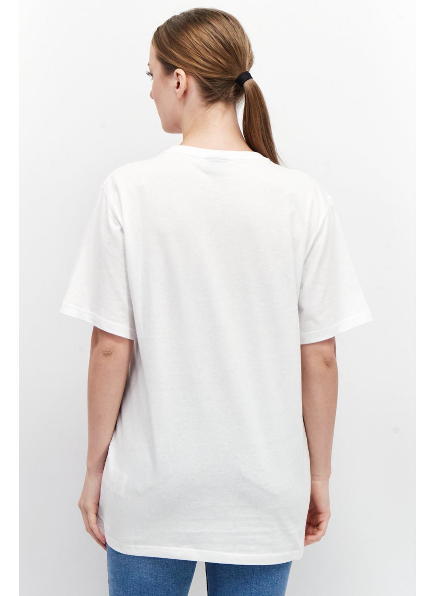 Ellesse Women Crew Neck Short Sleeves Brand Logo Print T-Shirt, White  - Image 4