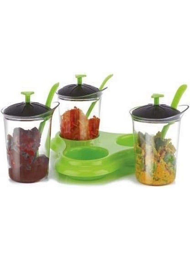 BKSMD3 in 1 Plastic Multipurpose Dining Pickle Storage Jars with Lids and Tray Holder - Image 5