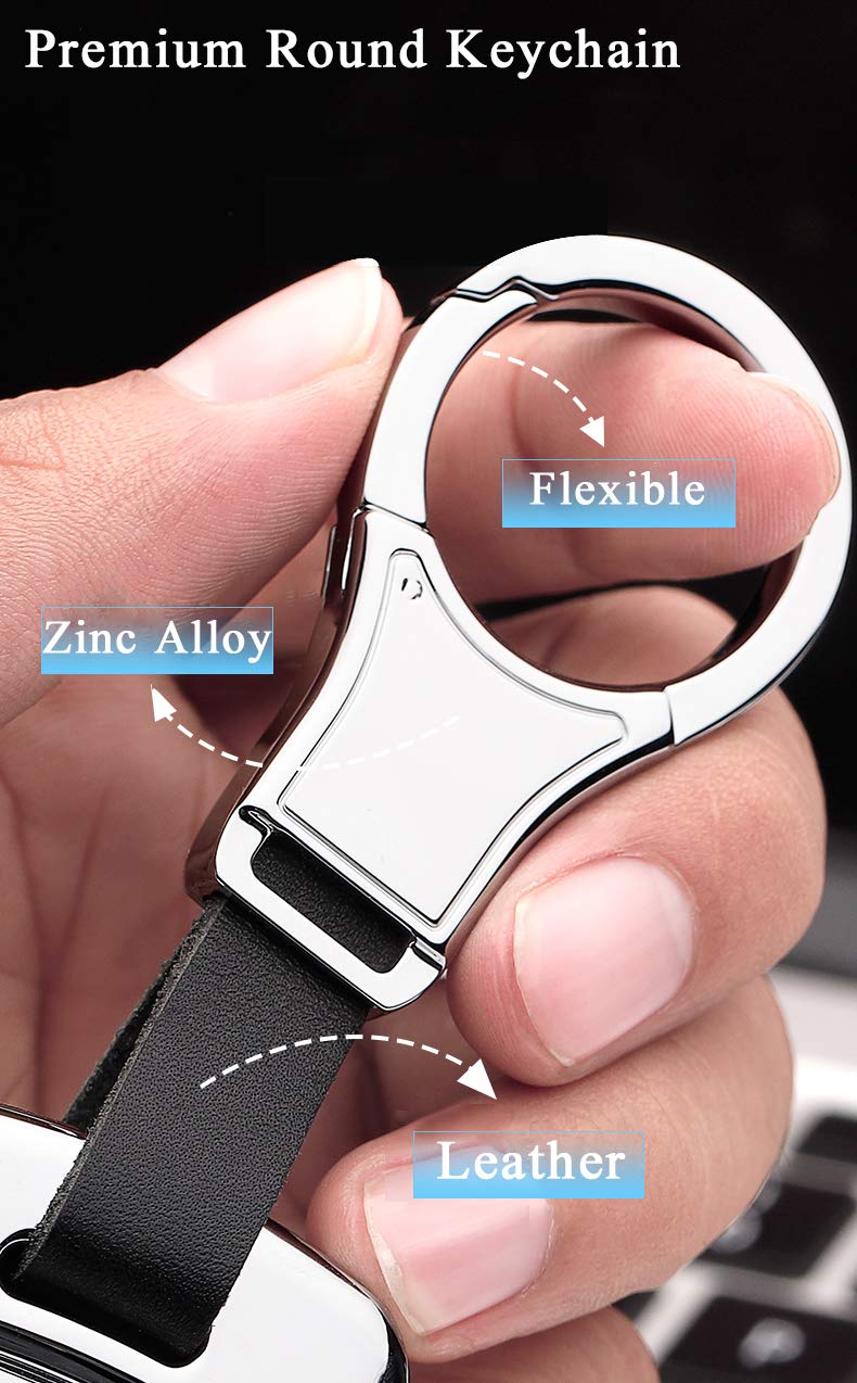 SANRILY 1Pcs Flip Key Fob Cover for Audi A1 A3 A6 Q3 Q5 TT S3 Keyless Entry Key Holder Metal Leather Key Protection Case Shell with Keychain Red - Image 4