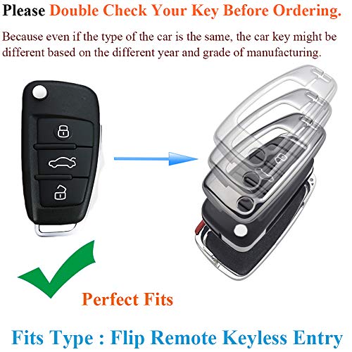 SANRILY 1Pcs Flip Key Fob Cover for Audi A1 A3 A6 Q3 Q5 TT S3 Keyless Entry Key Holder Metal Leather Key Protection Case Shell with Keychain Red - Image 2