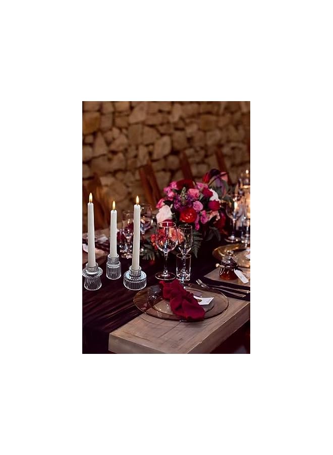 The Bros مجموعة حوامل الشموع من 3 حوامل شموع زجاجية لشموع الشمعة، شموع العمود و شموع الشاي، لتزيين الطاولات، ديكور الزفاف وحفلات العشاء (شفاف) - Image 4