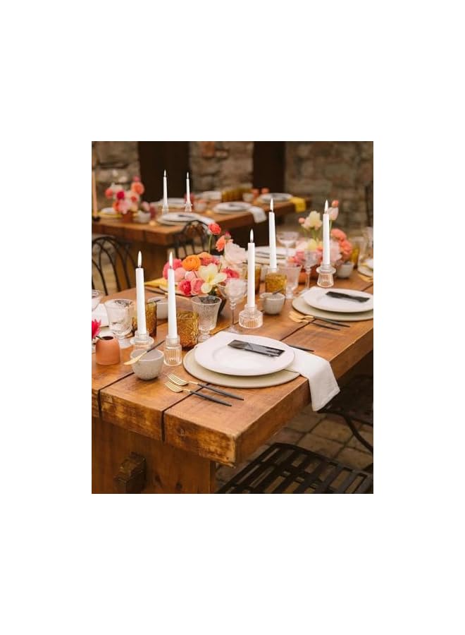 The Bros مجموعة حوامل الشموع من 3 حوامل شموع زجاجية لشموع الشمعة، شموع العمود و شموع الشاي، لتزيين الطاولات، ديكور الزفاف وحفلات العشاء (شفاف) - Image 3