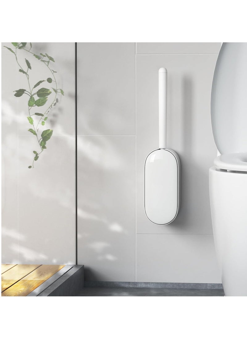 Suntown Toilet Bowl Brush and Holder, Toilet Brush Set with Ergonomic Design, Compact Size, Durable Bristles, Toilet Brushes & Holders for Dead Corner Clean, White - Image 1