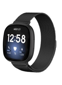 Replacement Strap For Fitbit Versa 4 / Versa 3 20mm Milanese Magnetic Metal Split Buckle Watch Band Black