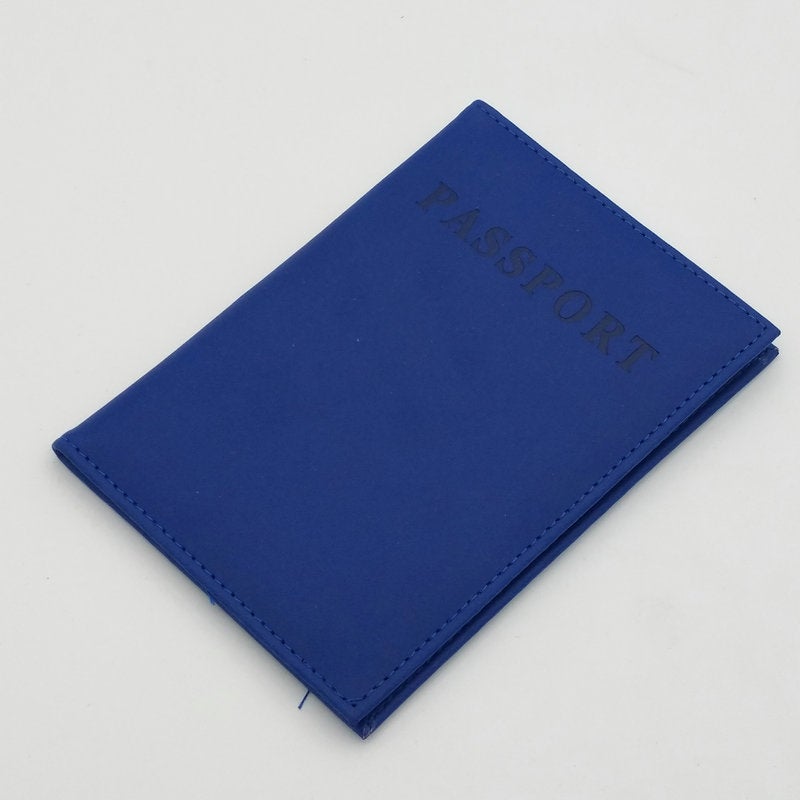 Faux Leather Passport Holder Multifunctional Card Case Royal Blue 
