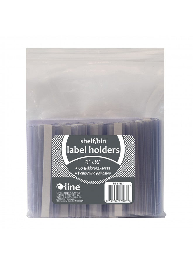 C-Line C-Line Self-Adhesive Label Holders, Top Load, 0.5 x 3, Clear, 50/Pack  - Image 1