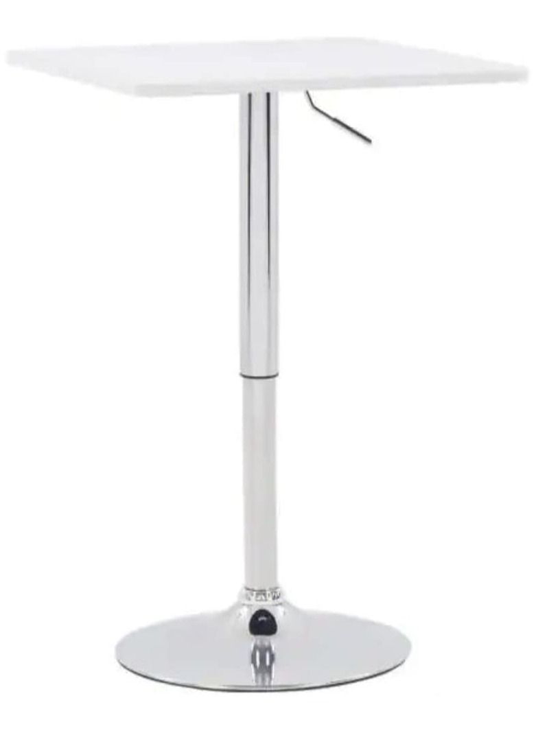 AL WADI FURNITURE 3-Piece Adjustable Square MDF Wood Bar Table Set with 2 Bar Stools for Pub Counter Kitchen Home PU Leather Bar Chairs with Footrest 360°Swivel Perfect for Small Space, White - Image 4