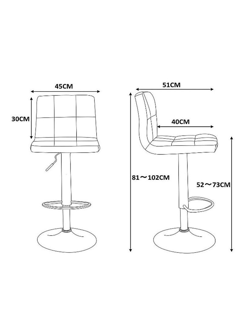 AL WADI FURNITURE 3-Piece Adjustable Square MDF Wood Bar Table Set with 2 Bar Stools for Pub Counter Kitchen Home PU Leather Bar Chairs with Footrest 360°Swivel Perfect for Small Space, White - Image 3
