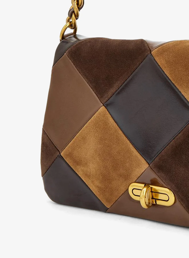 Celeste BROWN Colourblock Crossbody Bag With Detachable Shoulder Strap for Women | Best Price UAE