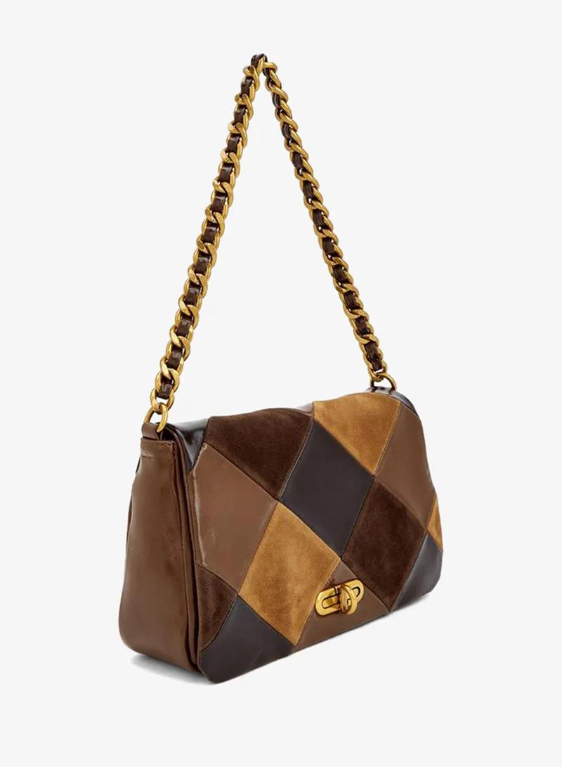 Celeste BROWN Colourblock Crossbody Bag With Detachable Shoulder Strap for Women | Best Price UAE