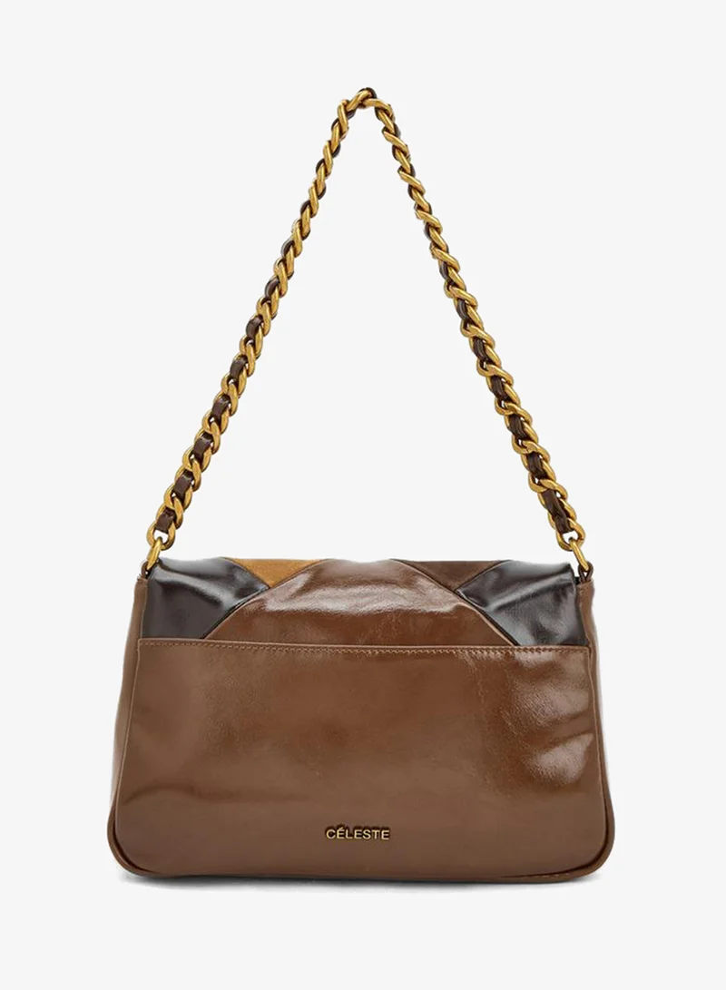 Celeste BROWN Colourblock Crossbody Bag With Detachable Shoulder Strap for Women | Best Price UAE