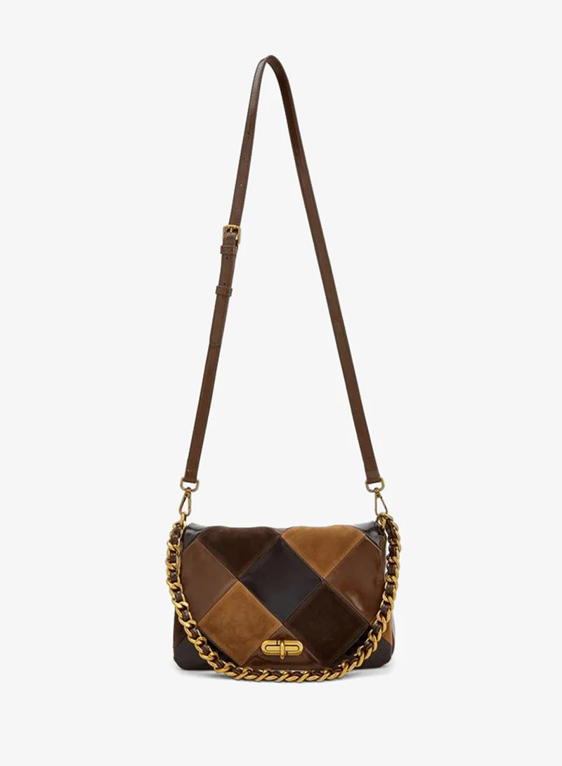 Celeste BROWN Colourblock Crossbody Bag With Detachable Shoulder Strap for Women | Best Price UAE
