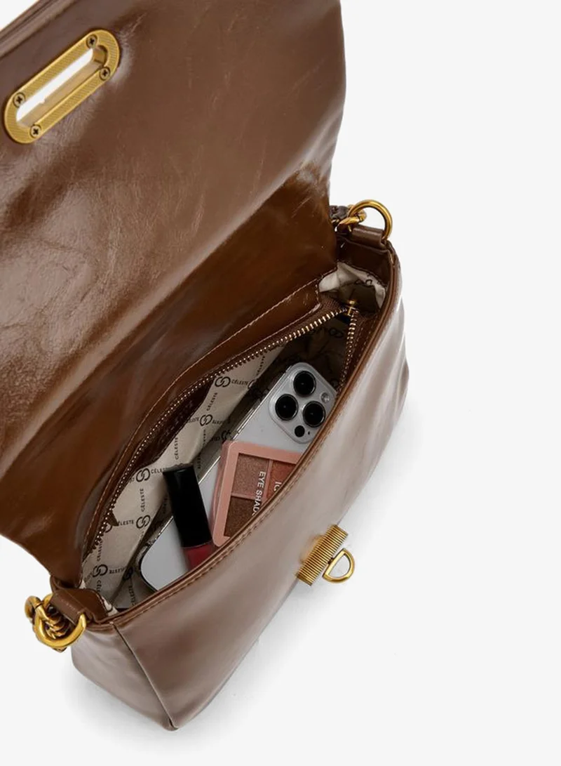 Celeste BROWN Colourblock Crossbody Bag With Detachable Shoulder Strap for Women | Best Price UAE