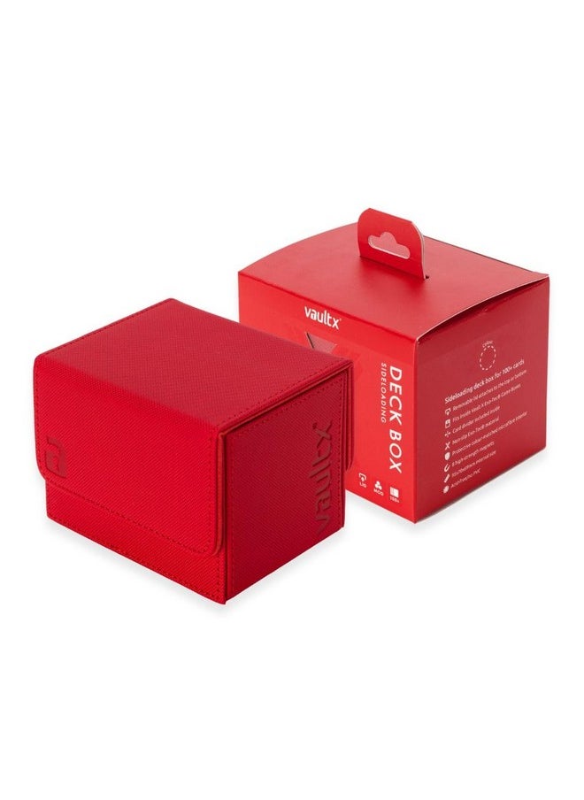 فولت إكس صندوق بطاقات Vault X Exo-Tec Modular Sideloading Deck Box، بسعة 100 بطاقة تداول بطاقات (TCG) أو أكثر. غطاء مغناطيسي قابل للفصل. يناسب بطاقات Commander وStandard Trading (أحمر)  - Image 2