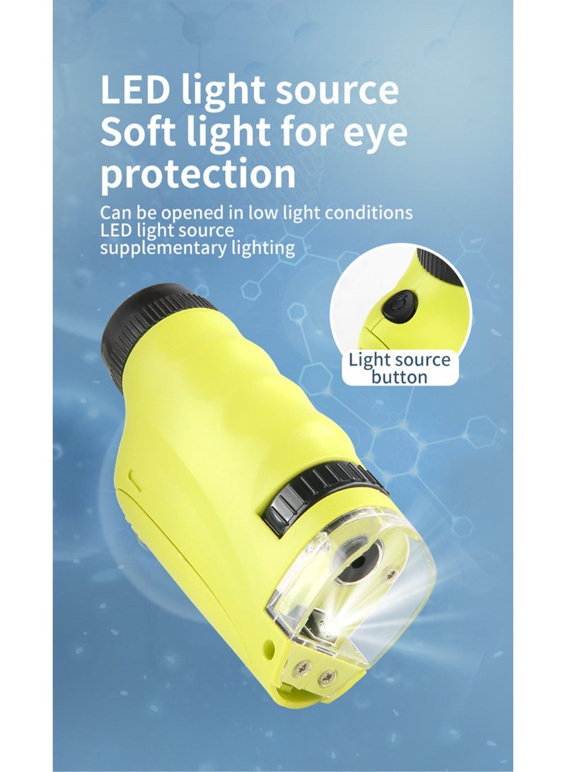 New Mini Microscope Primary And Secondary School Science Experiment Teaching Aids Set Children'S Educational Portable Microscope (Yellow single-handed microscope + small mobile phone holder) - Image 3
