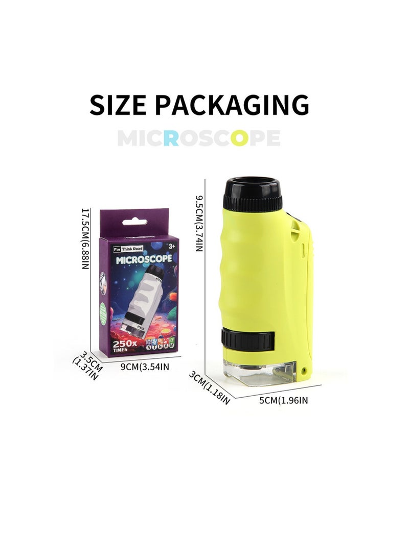New Mini Microscope Primary And Secondary School Science Experiment Teaching Aids Set Children'S Educational Portable Microscope (Yellow single-handed microscope + small mobile phone holder) - Image 5