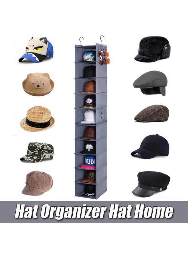 LADYBRO Baseball Cap Storage for Closet Hanging Hats Organizer 10-Shelf Hat Racks 2Pcs 5-Shelf Hat Storage Newsboy Hat Trucker Cap Boxes Container Hat Display Hanger Hat Holder 9x11.8in Durable Oxford Cloth - Image 2