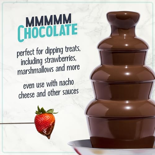 Nostalgia 4 Tier Electric Chocolate Fondue Fountain Machine for Parties - Melts Cheese, Queso, Candy, and Liqueur - Dip Strawberries, Apple Wedges, Vegetables, and More - 32-Ounce - Aqua - Image 3
