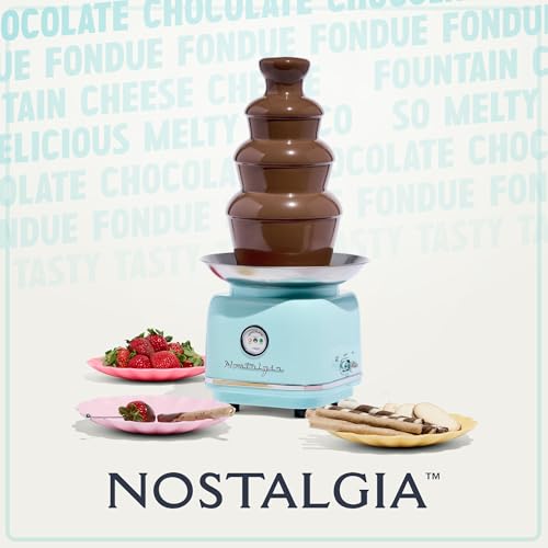 Nostalgia 4 Tier Electric Chocolate Fondue Fountain Machine for Parties - Melts Cheese, Queso, Candy, and Liqueur - Dip Strawberries, Apple Wedges, Vegetables, and More - 32-Ounce - Aqua - Image 5