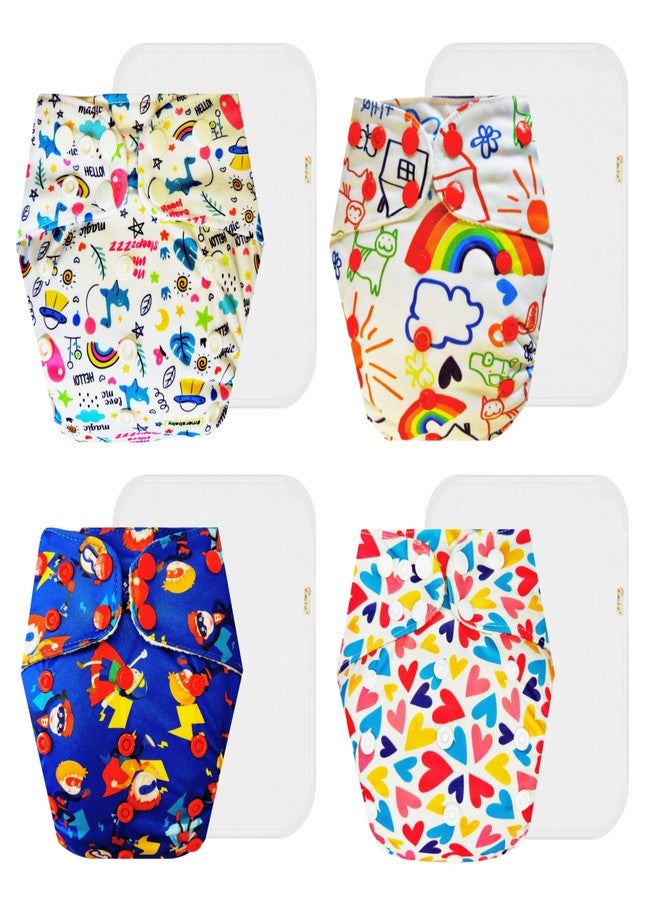 Dumbledo Premium Cloth Diaper with Cotton Insert (Pack of 4) | Snug Fit | Breathable | Easy to Clean | Ideal for Toddlers | 3 Months - 3 Years | Unisex Baby - Image 1