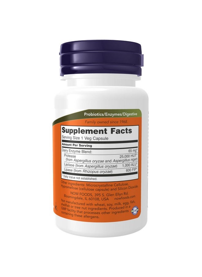 ناو مكملات غذائية من NOW Foods، Dairy Digest Complete، يهضم اللاكتوز وبروتينات ودهون الألبان*، إنزيمات تحمل الألبان*، 90 كبسولة نباتية  - Image 2
