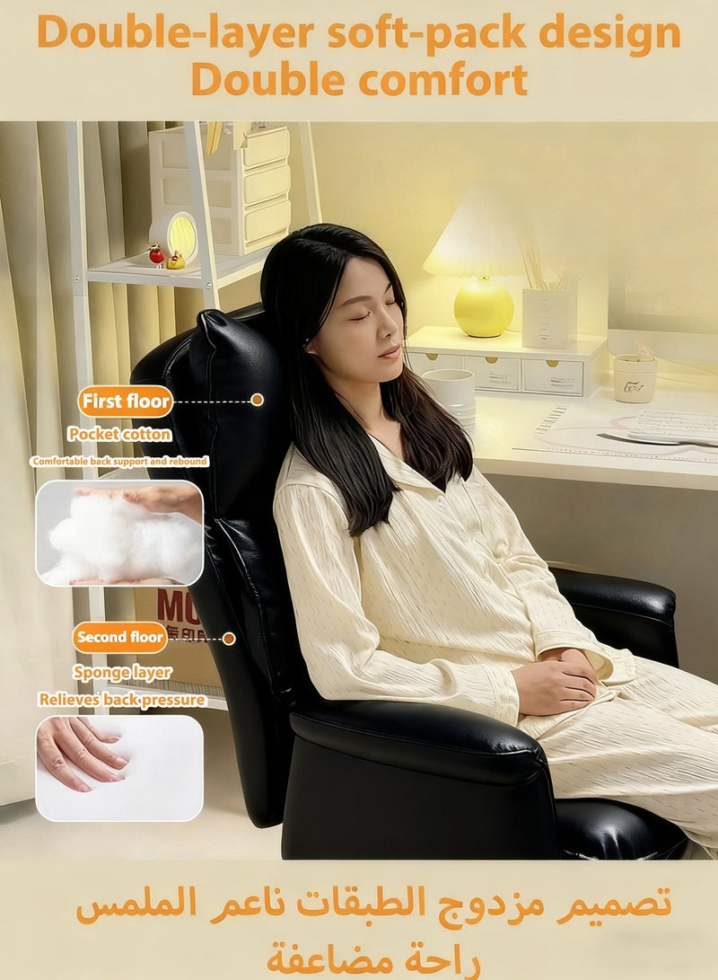 ويمارت كرسي مكتب كرسيكرسي،مكاتب وكراسي تنفيذية،مكتب وكرسي كمبيوتر مريحان،كرسي جلدي قابل للتنفس،كرسي كمبيوتر دوار مع مسند للساقين للمنزل والمكتب،أسود - Image 5