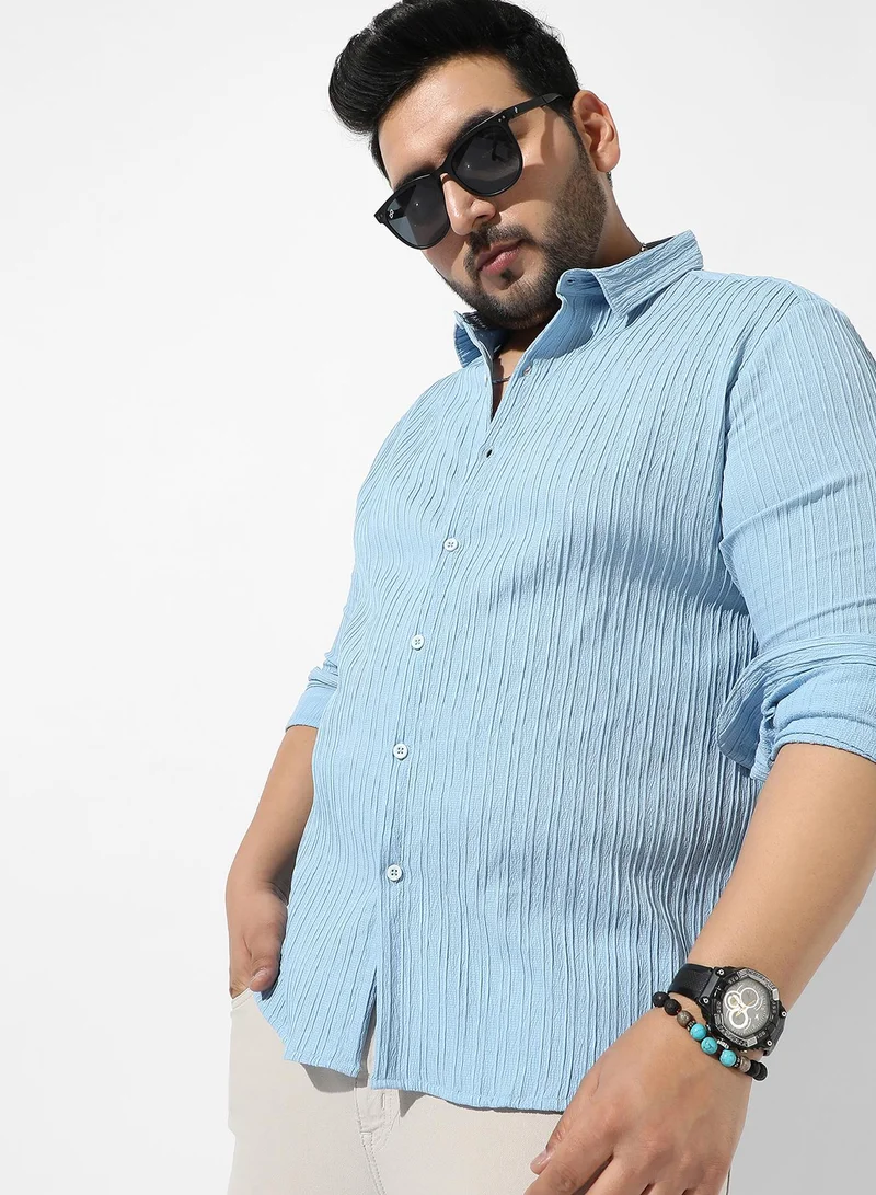 انستافاب بلس قميص رجالي كاجوال ذو قصة عادية باللون الأزرق الفاتح