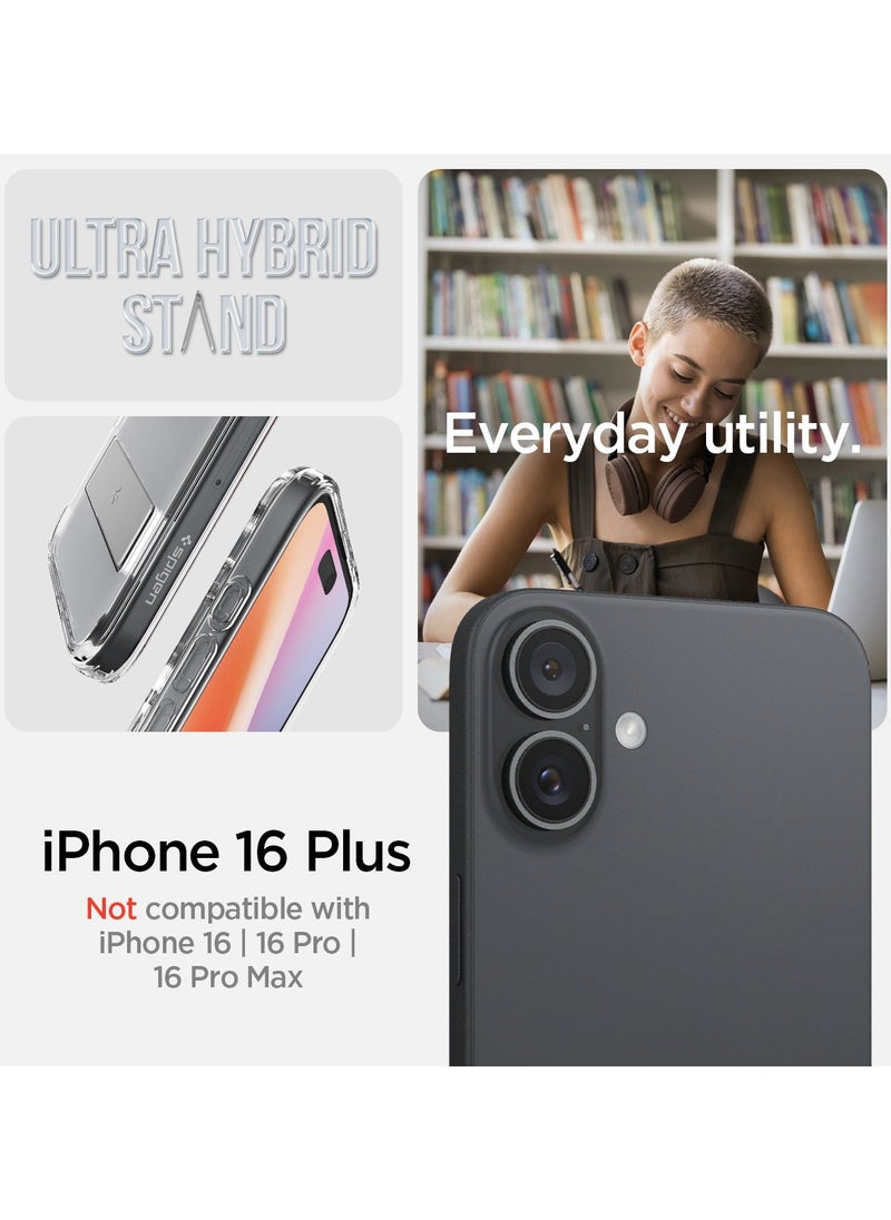 Spigen - Ultra Hybrid S MagFit iPhone 16 PLUS Case Cover MagSafe with Kickstand - Crystal Clear - Image 1