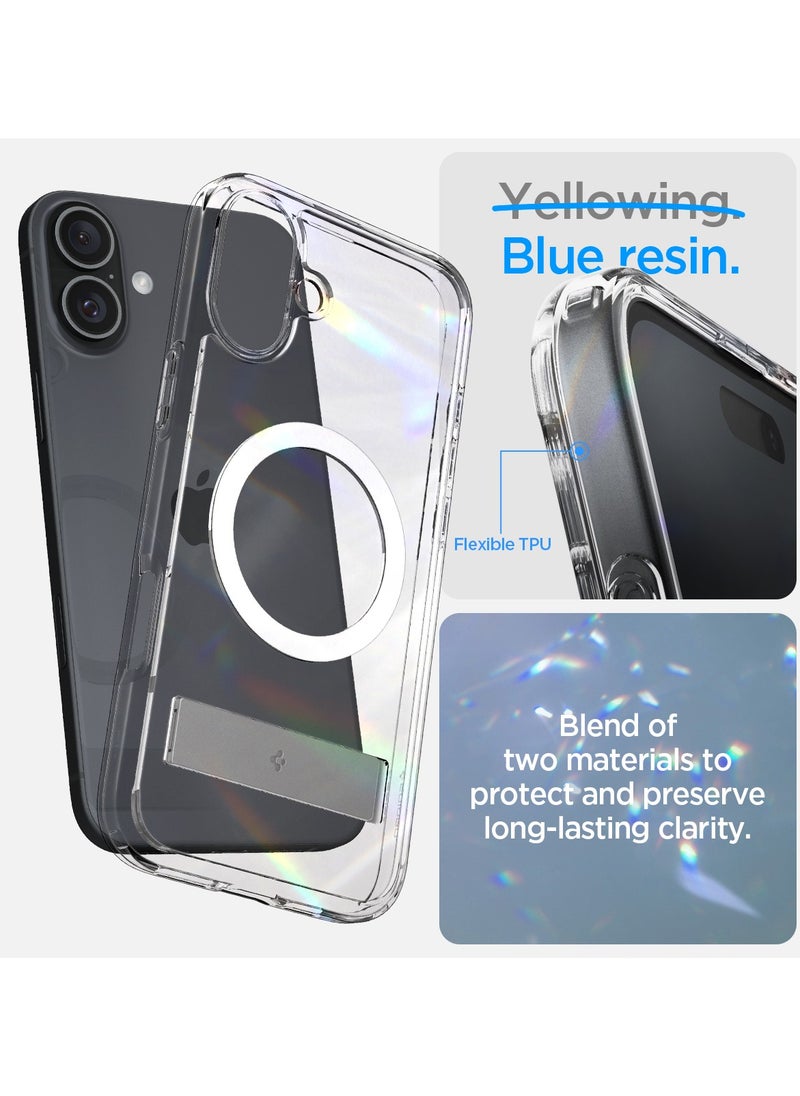 Spigen - Ultra Hybrid S MagFit iPhone 16 PLUS Case Cover MagSafe with Kickstand - Crystal Clear - Image 1