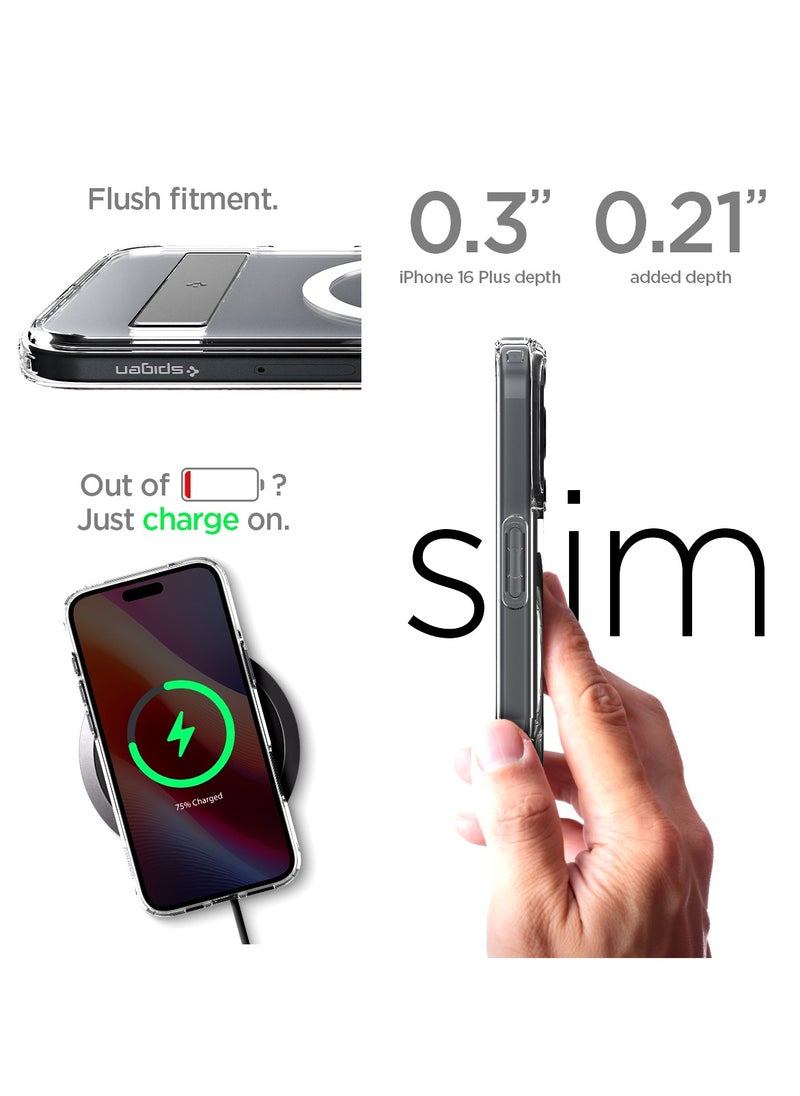 Spigen - Ultra Hybrid S MagFit iPhone 16 PLUS Case Cover MagSafe with Kickstand - Crystal Clear - Image 1