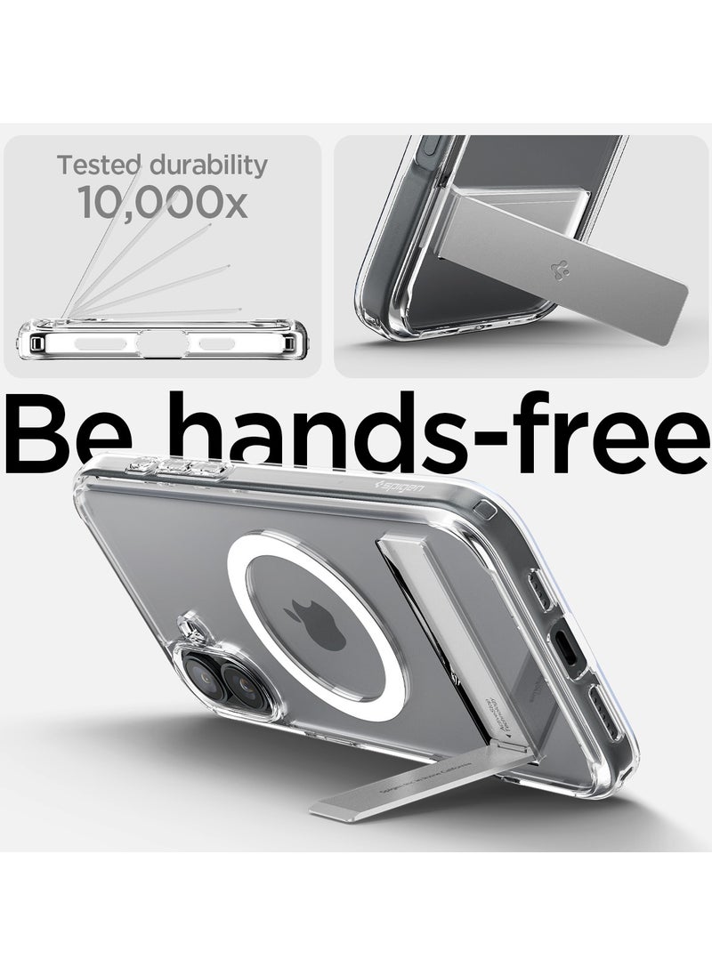 Spigen - Ultra Hybrid S MagFit iPhone 16 PLUS Case Cover MagSafe with Kickstand - Crystal Clear - Image 1