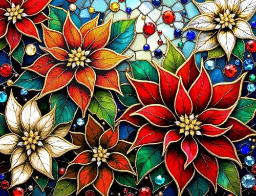 Springbok Glazing Poinsettias 1000 Piece Jigsaw Puzzle for Adults Unique Cut Pieces Made in USA - Image 1