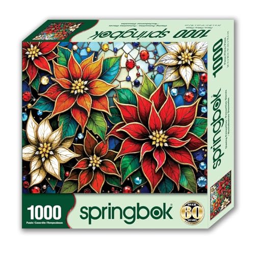 Springbok Glazing Poinsettias 1000 Piece Jigsaw Puzzle for Adults Unique Cut Pieces Made in USA - Image 5