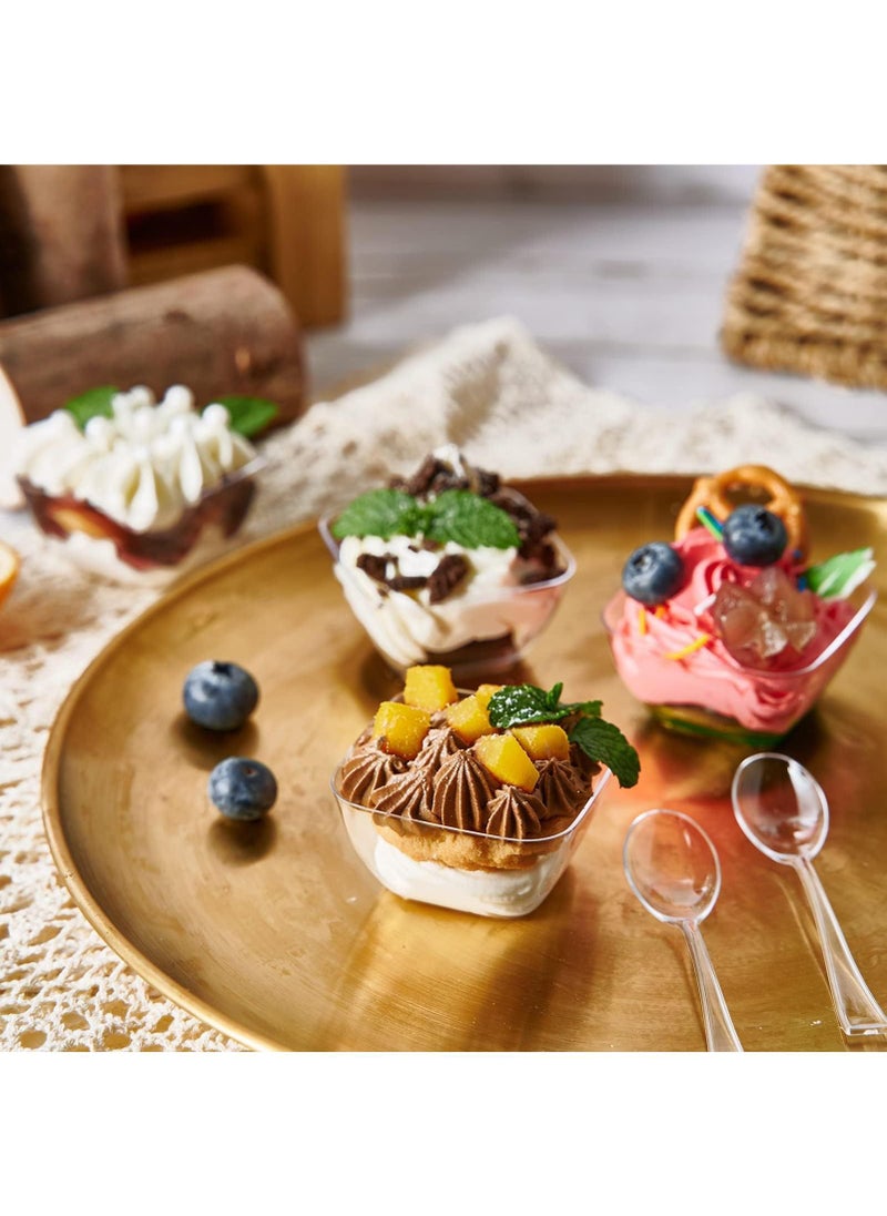 Sweet seven 30 Pack Clear Plastic Mini Dessert Cups with Spoons Perfect for Parties Weddings and Restaurants  Reusable Pudding Appetizer Serving Bowls for Halloween and More  - Image 3