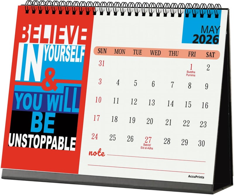AccuPrints® Desk Calendar 2026 Planner-A5 Size (5.8 x 8.2) inch For Office Home Table New Year Hanging Kids (14 x 20.5) cm- (RM Desk) - Image 4