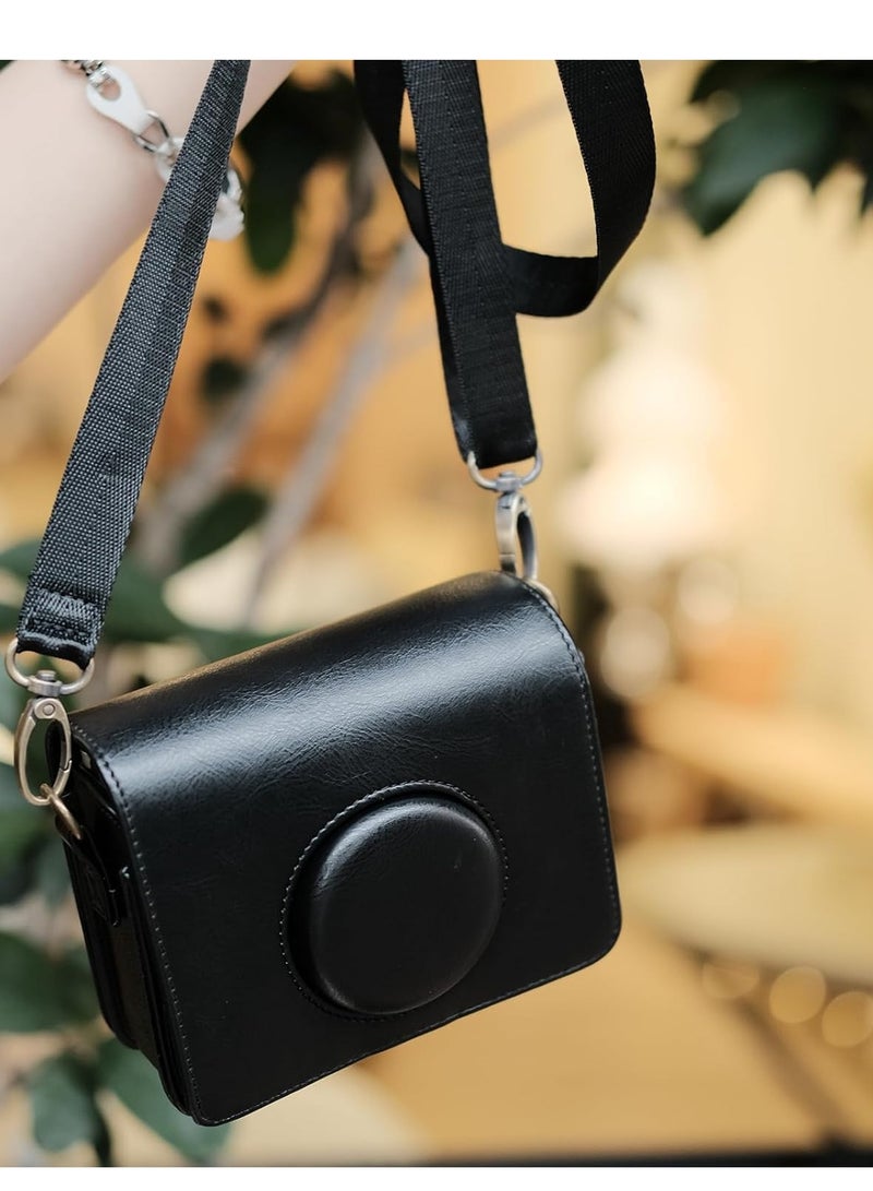 Mini Retro Leather Camera Storage Leather Case Digital Fit Protective Bag Crossbody Bag-Color:Brown Texture Style (opp Bag) - Image 3