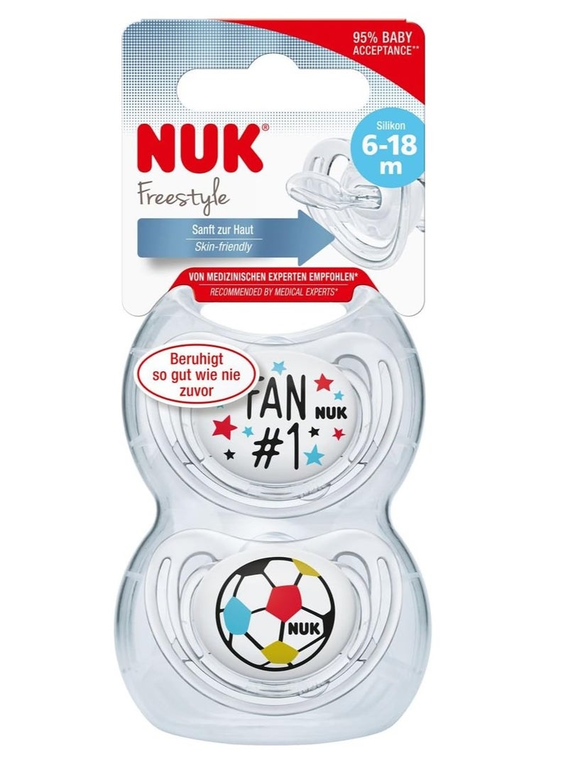 نوك لهّايات NUK | 2 عبوة من اللهايات | حلمة قلب | لهّايات سيليكون خالية من مادة BPA | لهّايات مضادة للتسطيح | لعبة تسنين للطفل | كرة قدم - Image 2