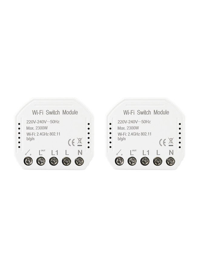 NIBEMINENT 2-Piece Wi-Fi Intelligent DIY Breaker Module Light Switch White 10.5centimeter  - Image 1