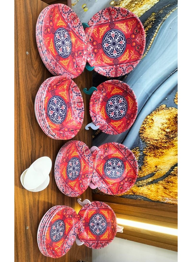 احلى واشيك طقم ميلامين مكون من 26 قطعة مختوم وتقيل والوانة زاهية جدا - Image 4