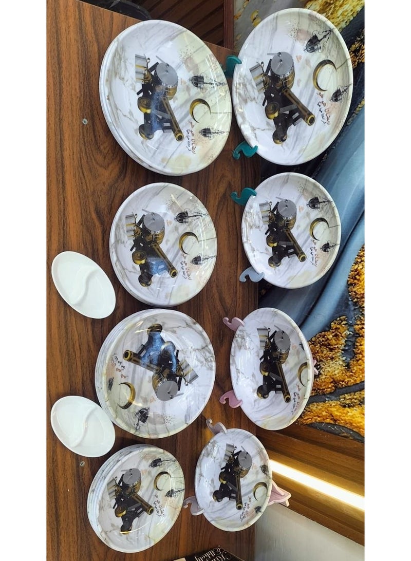 احلى واشيك طقم ميلامين مكون من 26 قطعة مختوم وتقيل والوانة زاهية جدا - Image 5