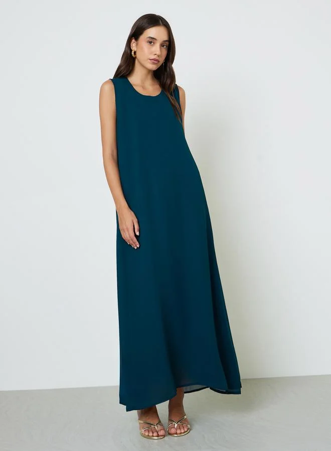 Maxim Creation Blue Blue Threadwork Jalabiya Set with Maxi Dress and Belt for Women | Best Price UAE