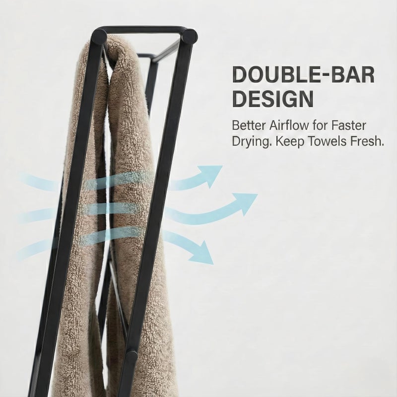 CANYAVE Metal Leaning Ladder Towel Rack, 4-Tier Blanket Stand for Bathroom Living Room, No Drilling Quilt Storage Organizer (Matte Black) - Image 5